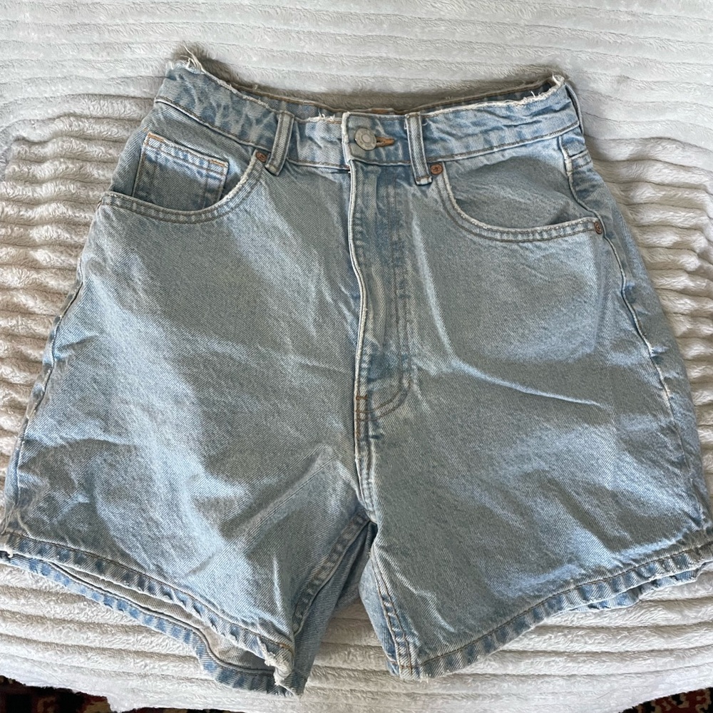 zara high waist denim shorts